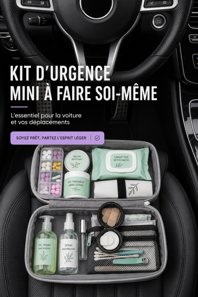 Un mini kit d'urgence bien organisé pour voyager en toute sécurité.
