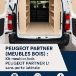 Peugeot Partner aménagé avec des meubles en bois modernes et pratiques.