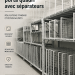 Étagère murale en bois personnalisée avec séparateurs colorés.