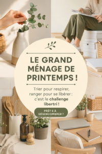 Femme heureuse en train de trier ses affaires pour un grand ménage de printemps