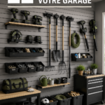 Aménagement moderne d'un garage avec des rangements pratiques et du style.