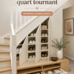 Aménagement d'un meuble d'entrée élégant sous un escalier moderne