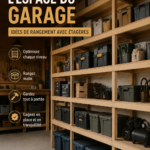 Espace garage organisé avec étagères pratiques et fonctionnelles