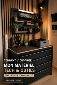 Espace de travail tech organisé avec des meubles IKEA