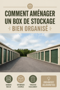 Espace de self-stockage bien organisé avec des caisses étiquetées et de l'espace libre