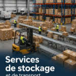 Femme supervisant un entrepôt de logistique moderne avec efficacité