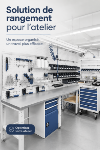 Un bureau bien organisé avec des solutions de rangement élégantes et pratiques.