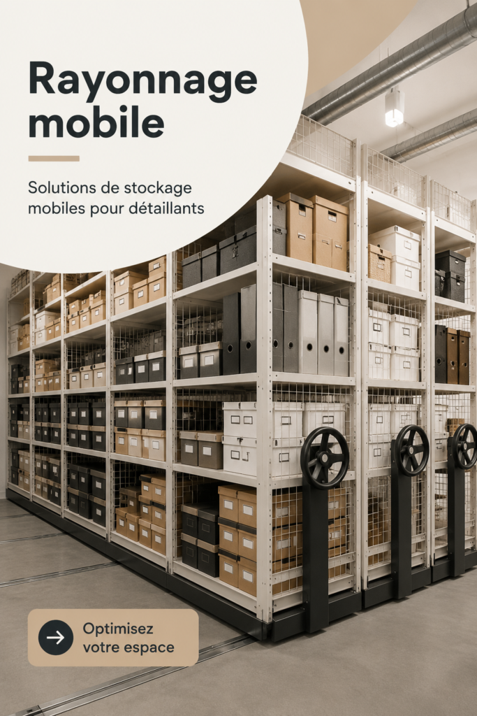 Solutions de rangement mobile dans un magasin moderne.