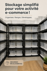 Optimisation de l'espace de stockage pour un e-commerce avec des étagères bien organisées.