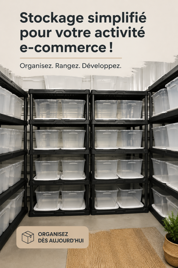 Optimisation de l'espace de stockage pour un e-commerce avec des étagères bien organisées.