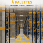 Système de rayonnage en entrepôt organisé avec des produits bien rangés