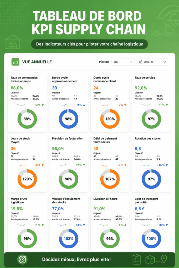 Tableau de bord KPI pour la gestion de la supply chain