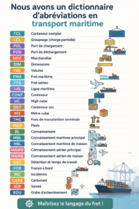 Infographie sur les abréviations dans le transport maritime