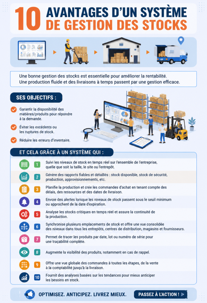 Un écran d'ordinateur affichant un système de gestion des stocks en action.