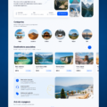 Exemple de page de destination pour voyages avec design attractif et couleurs vives.