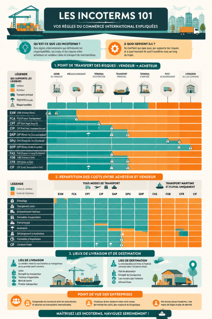 Illustration sur les Incoterms et le shipping, avec des exemples pratiques.