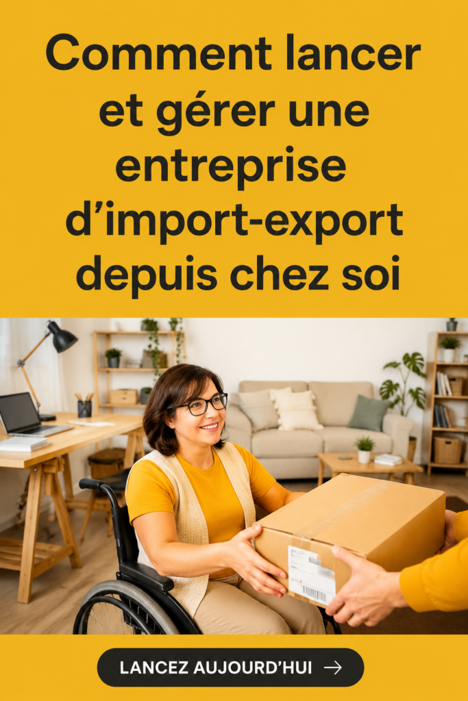 Femme travaillant sur un ordinateur à domicile pour lancer son entreprise d'import-export.