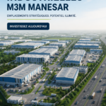 Vue d'ensemble des parcelles industrielles M3M à Manesar avec une infrastructure moderne.
