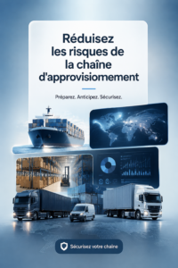 Femme entrepreneure analysant les risques de sa chaîne d'approvisionnement avec des graphiques et des documents.