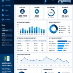 Capture d'écran d'un modèle Excel pour la gestion logistique montrant des graphiques et des tableaux.