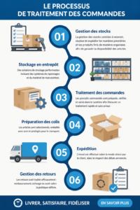 Illustration d'un processus de traitement des commandes avec des étapes claires