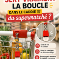 Un caddie de supermarché avec une boucle visible pour améliorer l'organisation des courses.