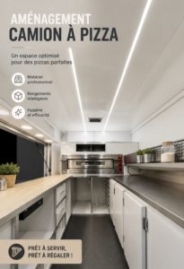 Camion à pizza bien aménagé avec équipements pratiques pour une cuisine mobile efficace