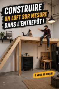 Aménagement intérieur d'un loft personnalisé dans un entrepôt, éclairage chaleureux
