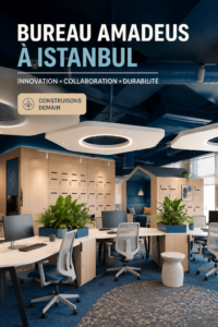 Vue panoramique du bureau Amadeus à Istanbul, mettant en avant un design moderne et ergonomique.