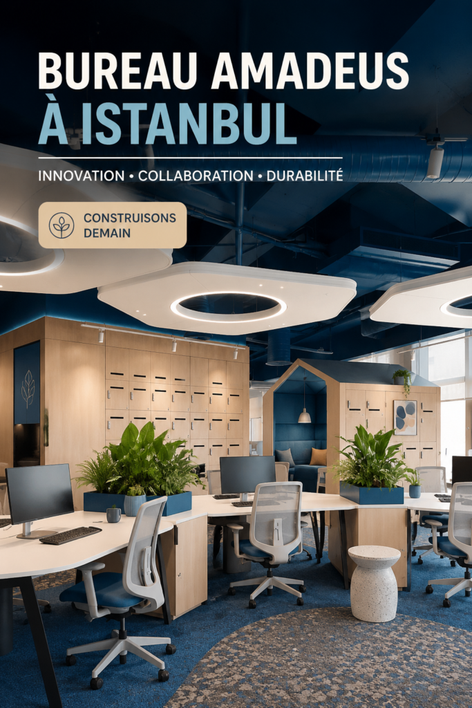 Vue panoramique du bureau Amadeus à Istanbul, mettant en avant un design moderne et ergonomique.
