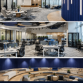 Un bureau moderne avec des éléments de décoration inspirants et fonctionnels.
