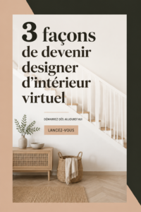 Femme travaillant sur un projet de design intérieur virtuel à son bureau
