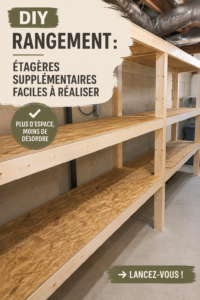Des étagères DIY réalisées avec du bois pour un rangement pratique et esthétique.