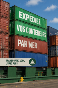 Conteneur étant chargé sur un navire pour une expédition maritime