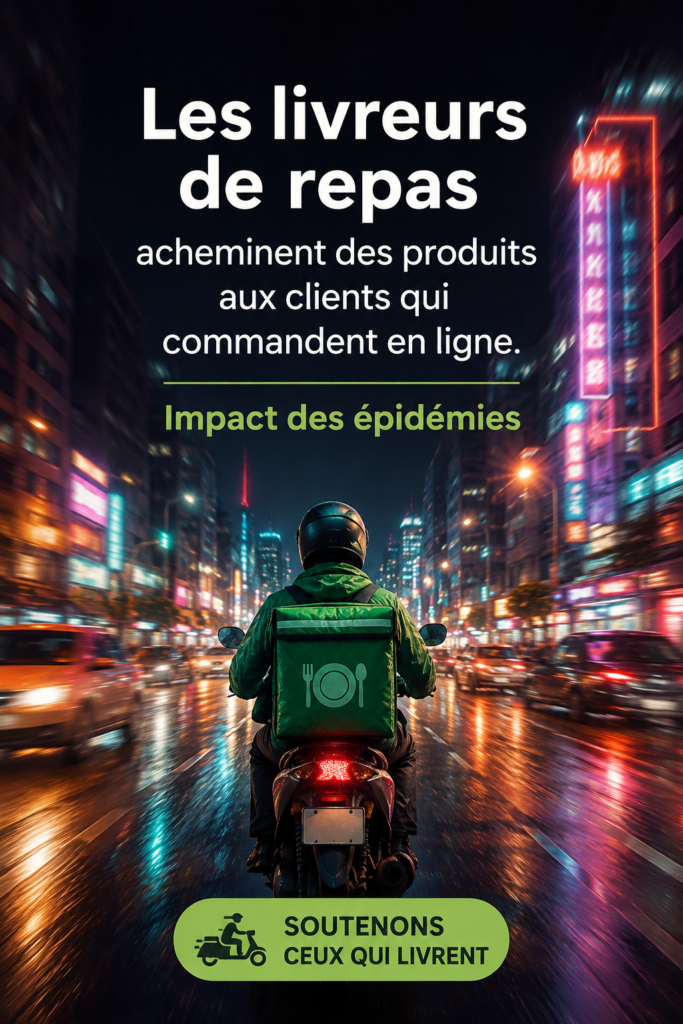 Un livreur de nourriture en action, illustrant l'importance des services de livraison dans notre quotidien.
