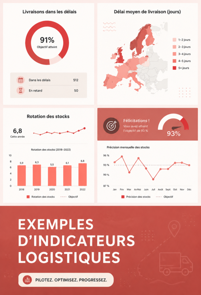 Tableau avec des indicateurs clés de performance logistique