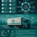 Femme examinant des données logistiques sur un ordinateur avec des éléments d'IoT.
