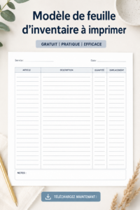 Modèle de liste d'inventaire imprimable pour un rangement efficace