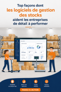 Logiciel de gestion des stocks affichant des données de vente et d'inventaire.