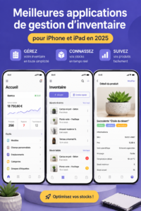 Un smartphone affichant une application de gestion des stocks avec des graphismes colorés, représentant la logistique moderne.
