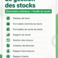 Modèle Excel de gestion d'inventaire facile à utiliser avec des colonnes pour les produits et les quantités.
