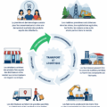 Infographie d'un modèle de supply chain illustrant les étapes clés et les relations