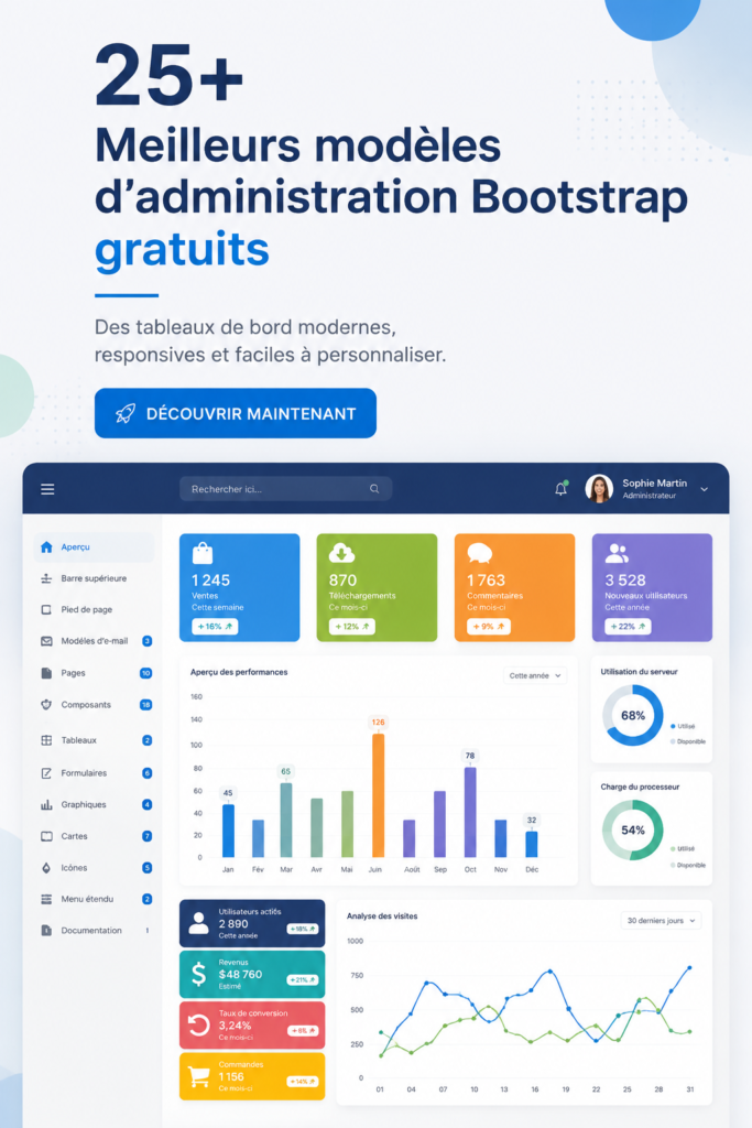 Modèle de dashboard Bootstrap gratuit à découvrir pour des projets logistiques.