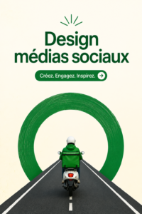 Un ordinateur portable affichant un design efficace pour les réseaux sociaux.
