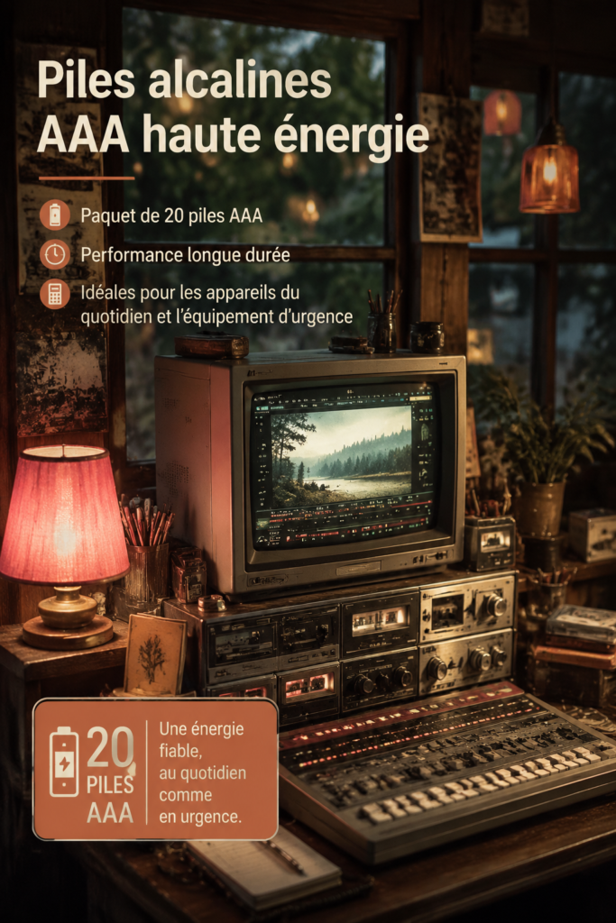 Paquet de piles AAA Energizer en vue sur un fond neutre, idéal pour les appareils du quotidien.