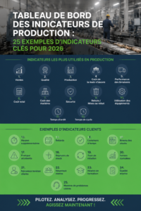 Tableau de bord avec des graphiques et des KPI pour l'industrie manufacturière