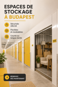 Une unité de stockage à Budapest, bien organisée et sécurisée, idéale pour le rangement.