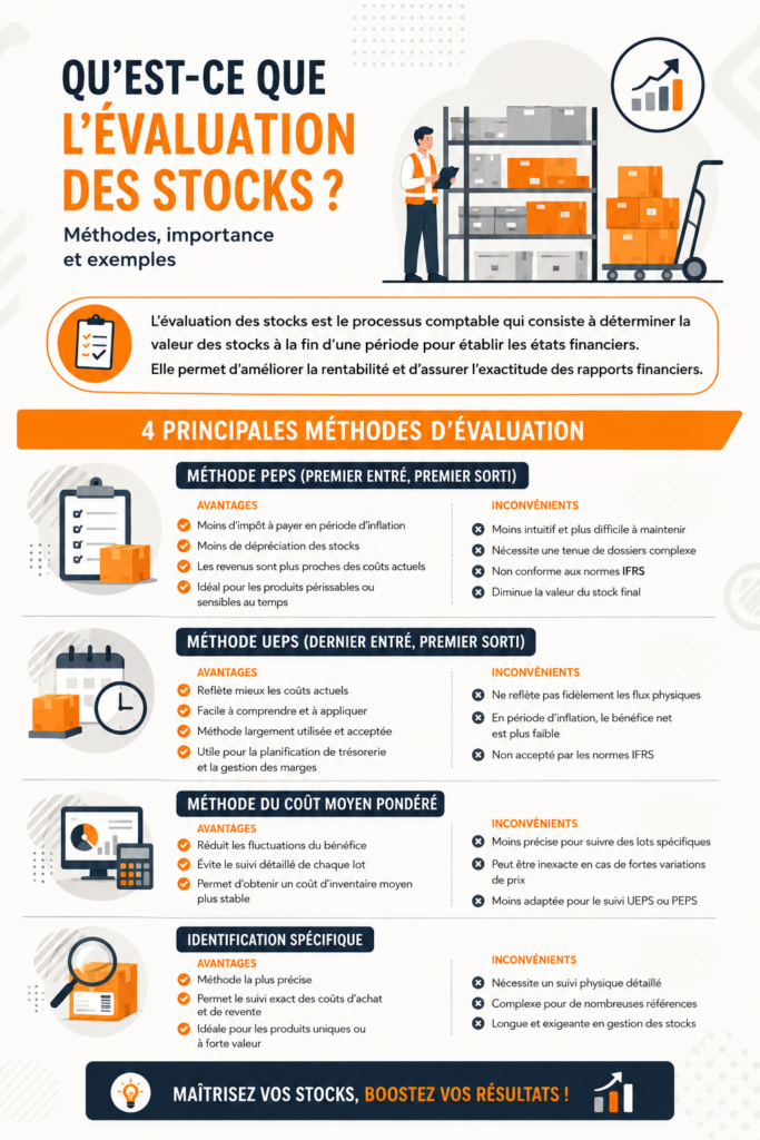 Illustration de divers stocks en entrepôt, reflétant le processus de valorisation des stocks dans la supply chain.