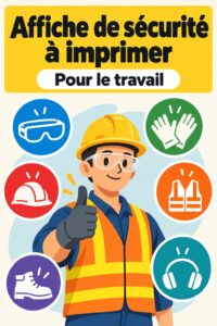 Affiche de sécurité colorée accrochée au mur d'un bureau