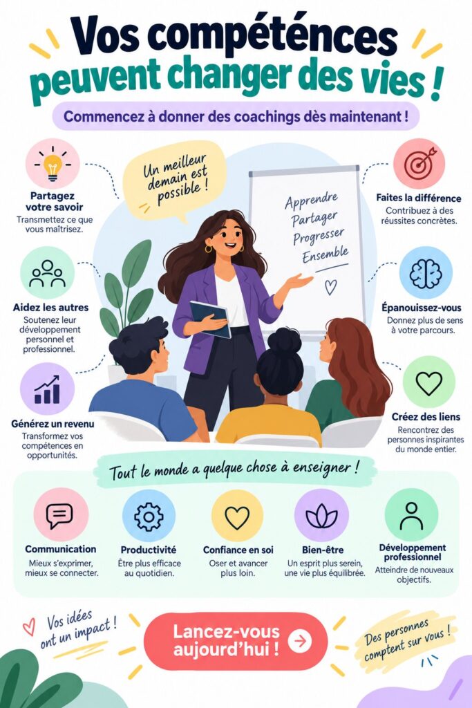 Femme souriante assise à son bureau, prête à commencer son parcours de coaching en ligne.